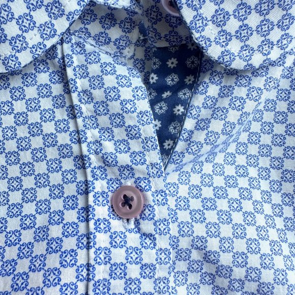 BARILOCHE Vintage made in Spain cotton spandex blue fit shirt S - Picture 5 of 8